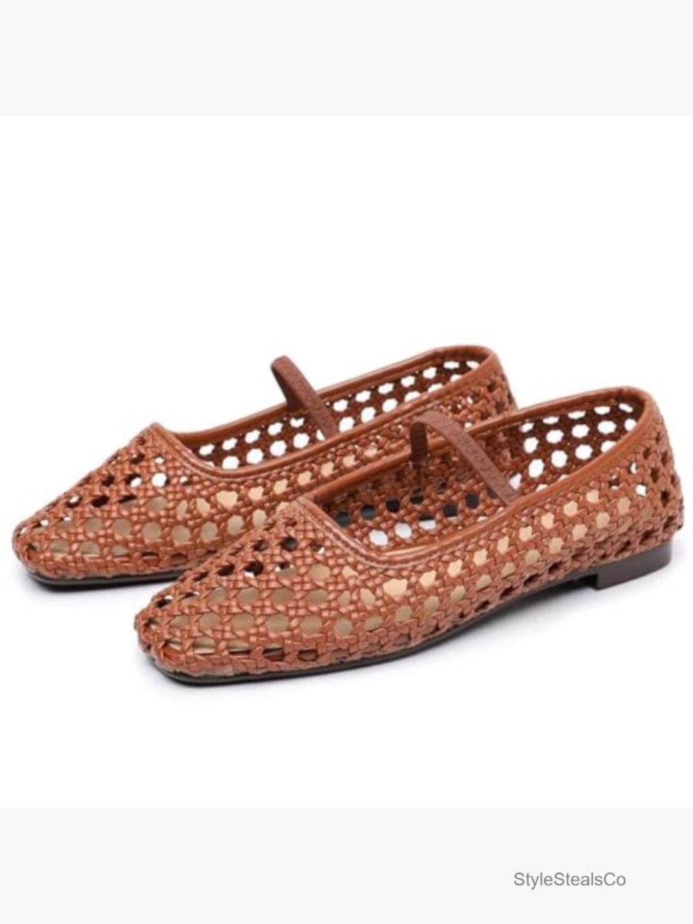 Woven Mary Jane Flats Breathable Ballet Shoes Round Toe Comfortable Dress - Picture 5 of 7